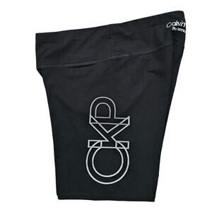 Bike Shorts Calvin Klein Performance Plus Size 1X Black Stretch Silver Logo EUC
